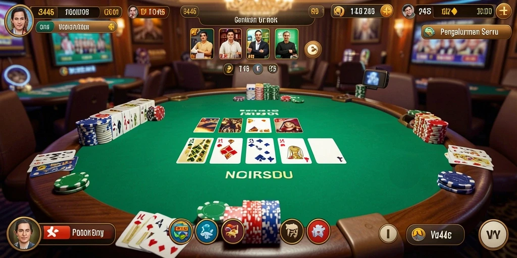 Screenshot utama 3446 menunjukkan gameplay Poker yang menegangkan dan menyenangkan.