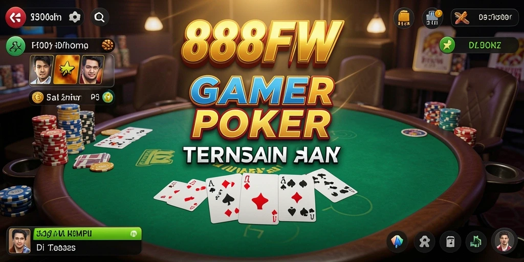 Tampilan gameplay mendebarkan dalam permainan poker 888FW.