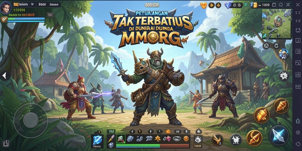 Screenshot 888IDR yang menampilkan peperangan seru di dunia MMORPG.