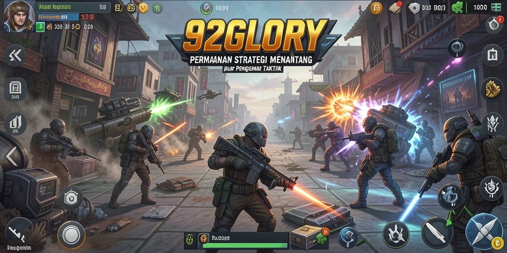 Tangkapan layar gameplay 92GLORY menampilkan pertempuran strategi yang intens.