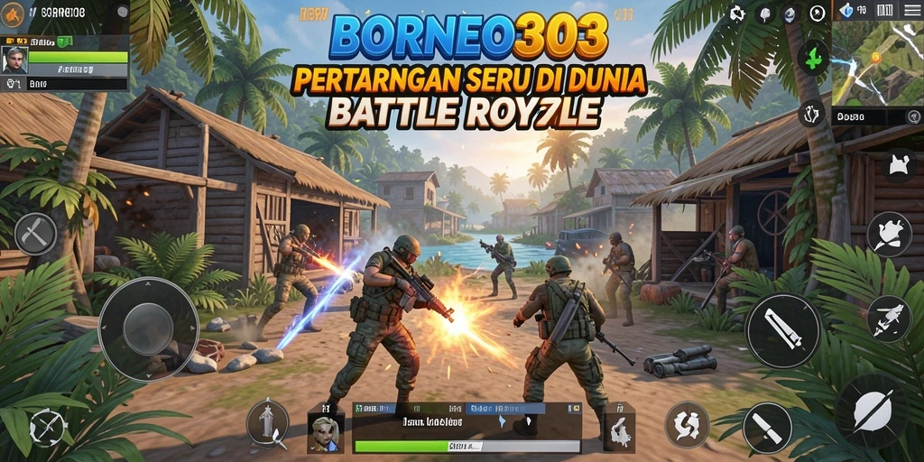 Screenshot menampilkan tim beraksi dalam gameplay seru Battle Royale.