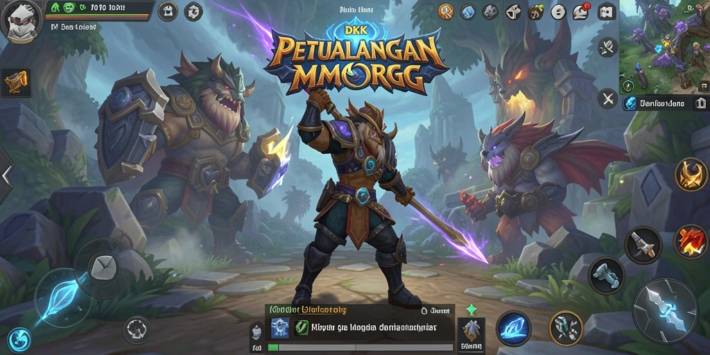 Screenshot utama DKK menampilkan pertarungan seru di dunia fantasi.