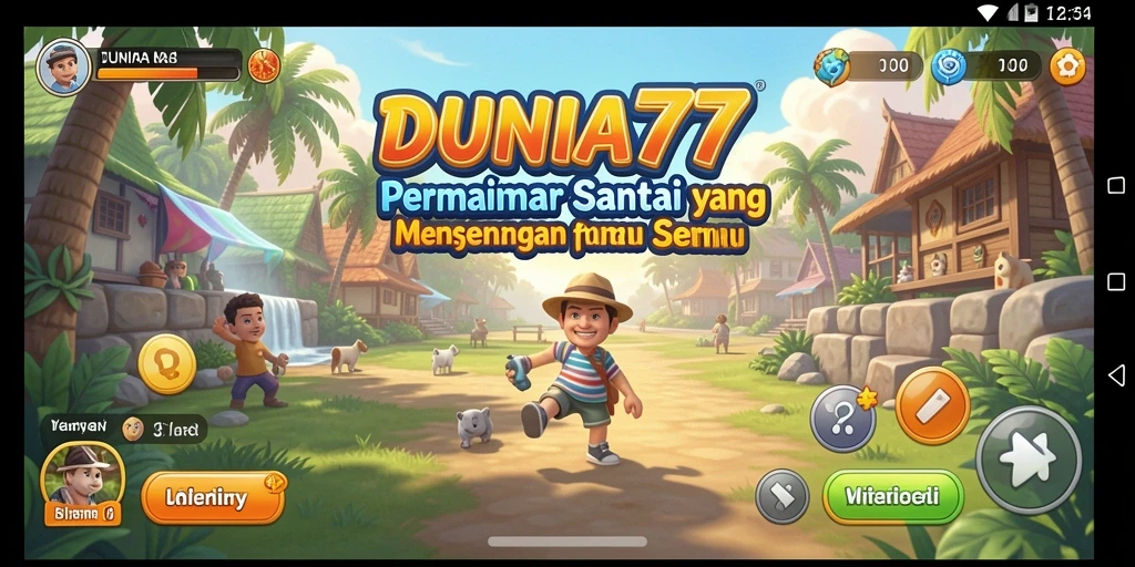 Tampilan gameplay DUNIA77 yang menarik dan penuh warna.