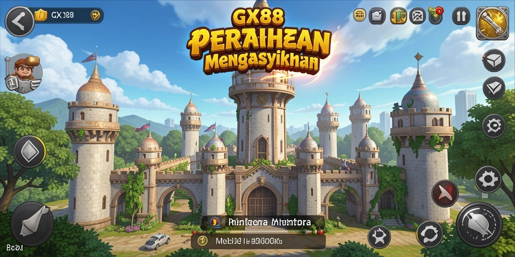 Screenshot GX88 menampilkan gameplay seru dengan menara yang beraksi.