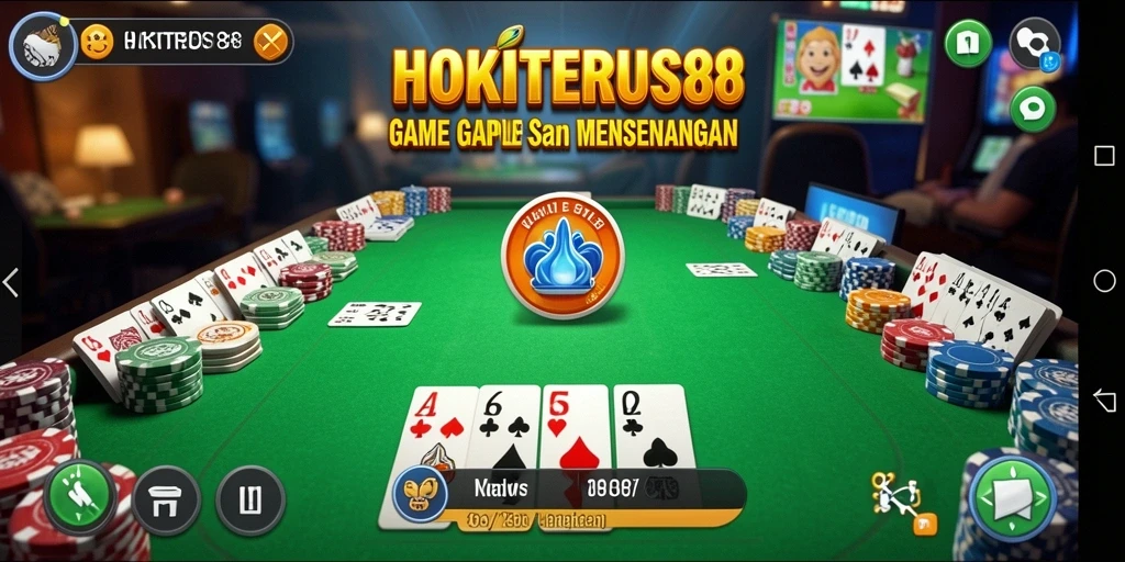 Tampilan gameplay HOKITERUS88 dengan kartu Gaple yang menarik.