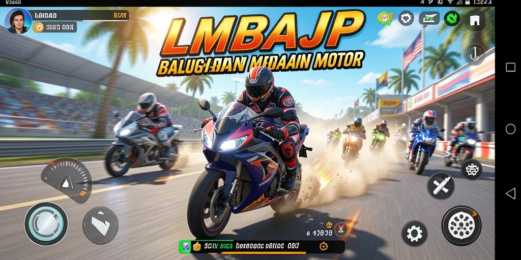 Gameplay mendebarkan di LMBAJP saat balapan motor.