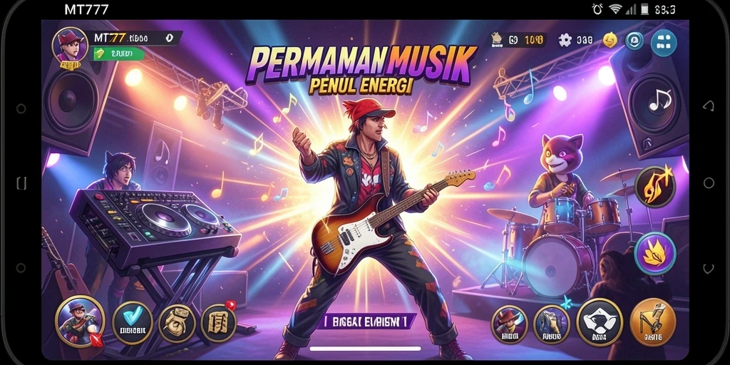 Screenshot menunjukkan gameplay musik yang seru dan interaktif.
