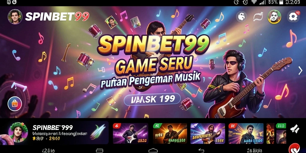 Tampilan menarik dari gameplay aplikasi SPINBET99 yang penuh musik.